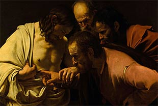 "L'Incredulità di san Tommaso" olio su tela 1601 Michelangelo Merisi [Caravaggio] Bildergalerie Potsdam.